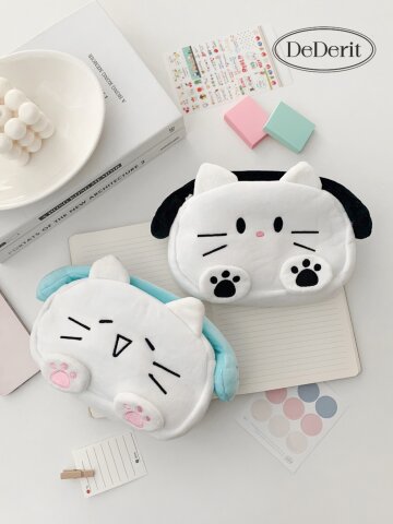 데데리트 귀여운 고양이 헤드셋 인형 필통 필기구 문구 펜케이스 화장품 파우치 문구용품 학용품 학교 우정 친구 조카 신학기 새학기 입학 졸업 생일 선물