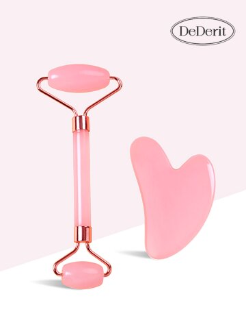 데데리트 핑크 하트 롤러 괄사 세트 리프팅 얼굴 바디 다리 종아리 두피 지압 셀프 마사지기 마사지 도구 여자 친구 우정 커플 생일 선물
