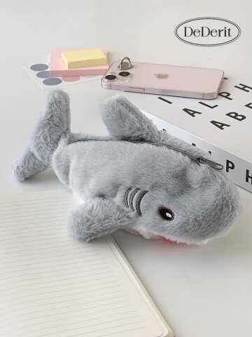 데데리트 귀여운 콩알눈 아기 상어 인형 필통 죠스 물고기 문구 펜케이스 화장품 파우치 친구 조카 입학 신학기 새학기 졸업 선물 생일