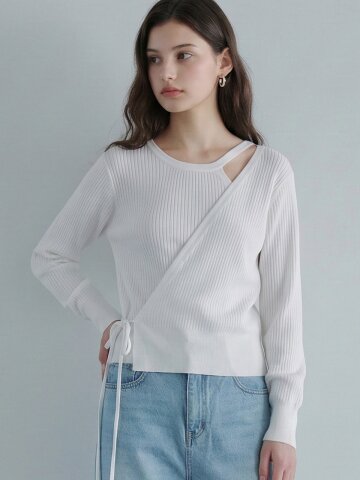 [3컬러] 라인 컷 아웃 니트
