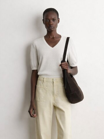 심플 브이넥 반팔 니트_FVKT260101