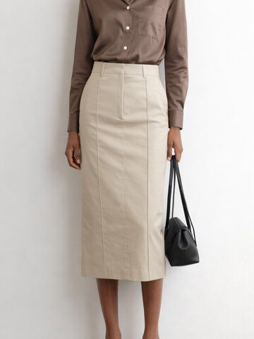 베이직 코튼 미디 스커트_FVSK260102