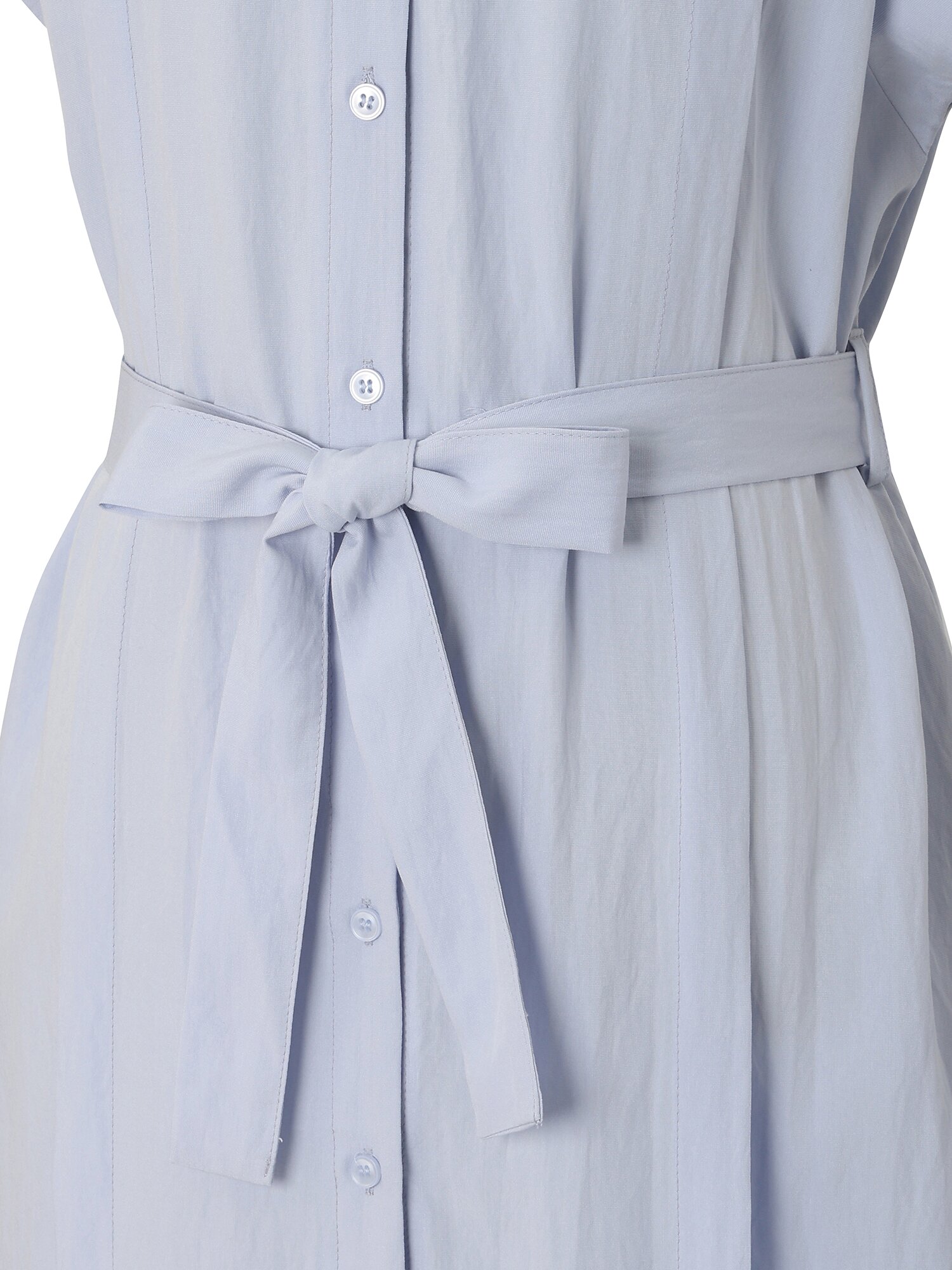 핀 턱 오픈칼라 벨티드 롱 원피스 (SKY BLUE)