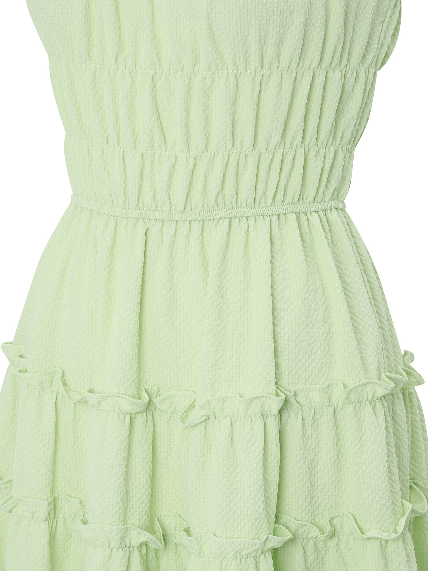 프릴 슬리브리스 롱 원피스 (LIME)