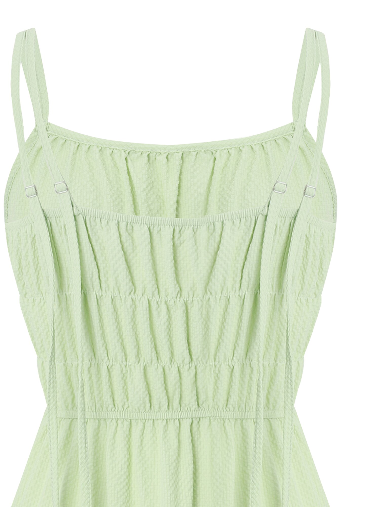 프릴 슬리브리스 롱 원피스 (LIME)