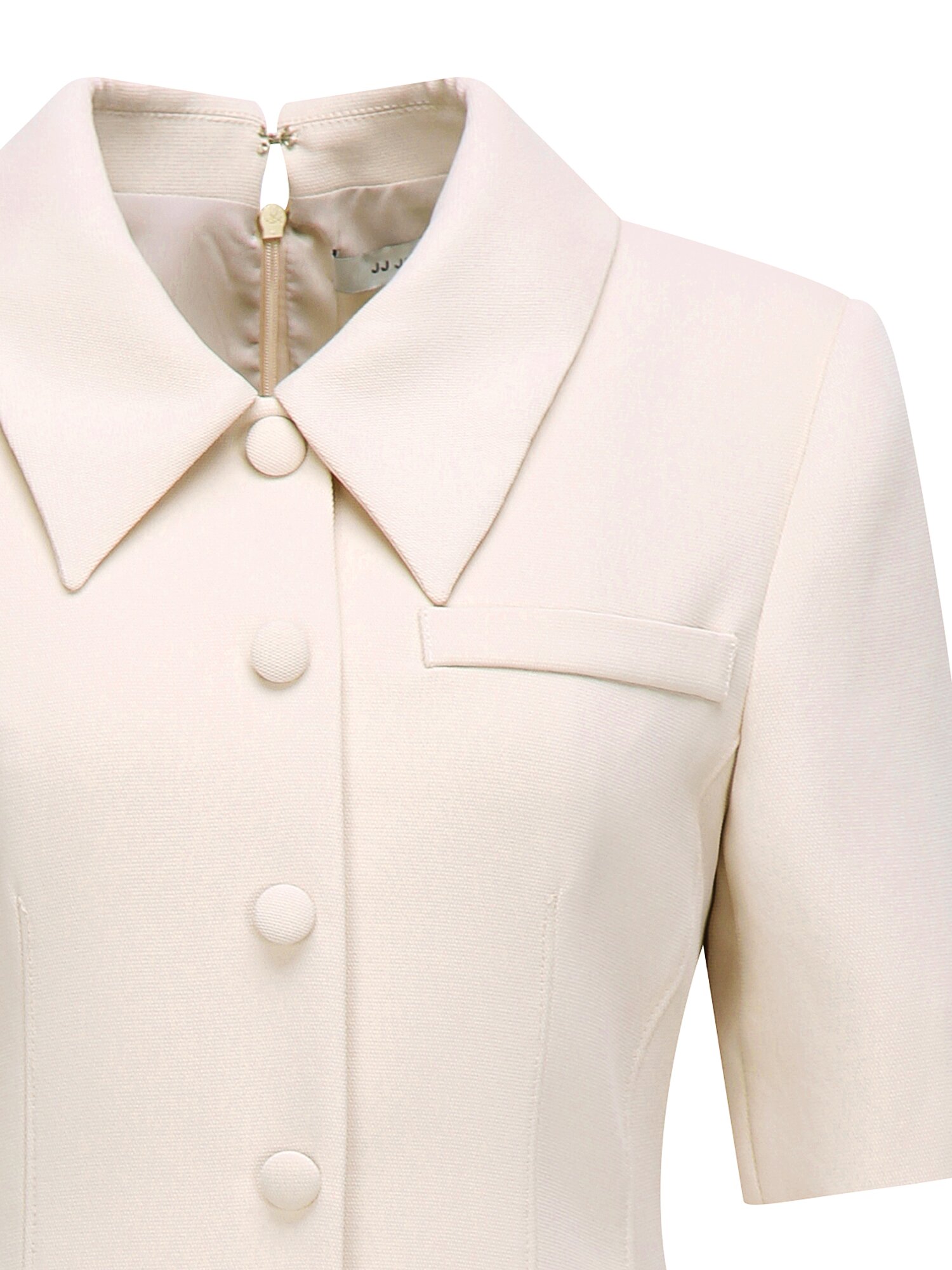 커버드 버튼 칼라 플레어 원피스 (PALE BEIGE)