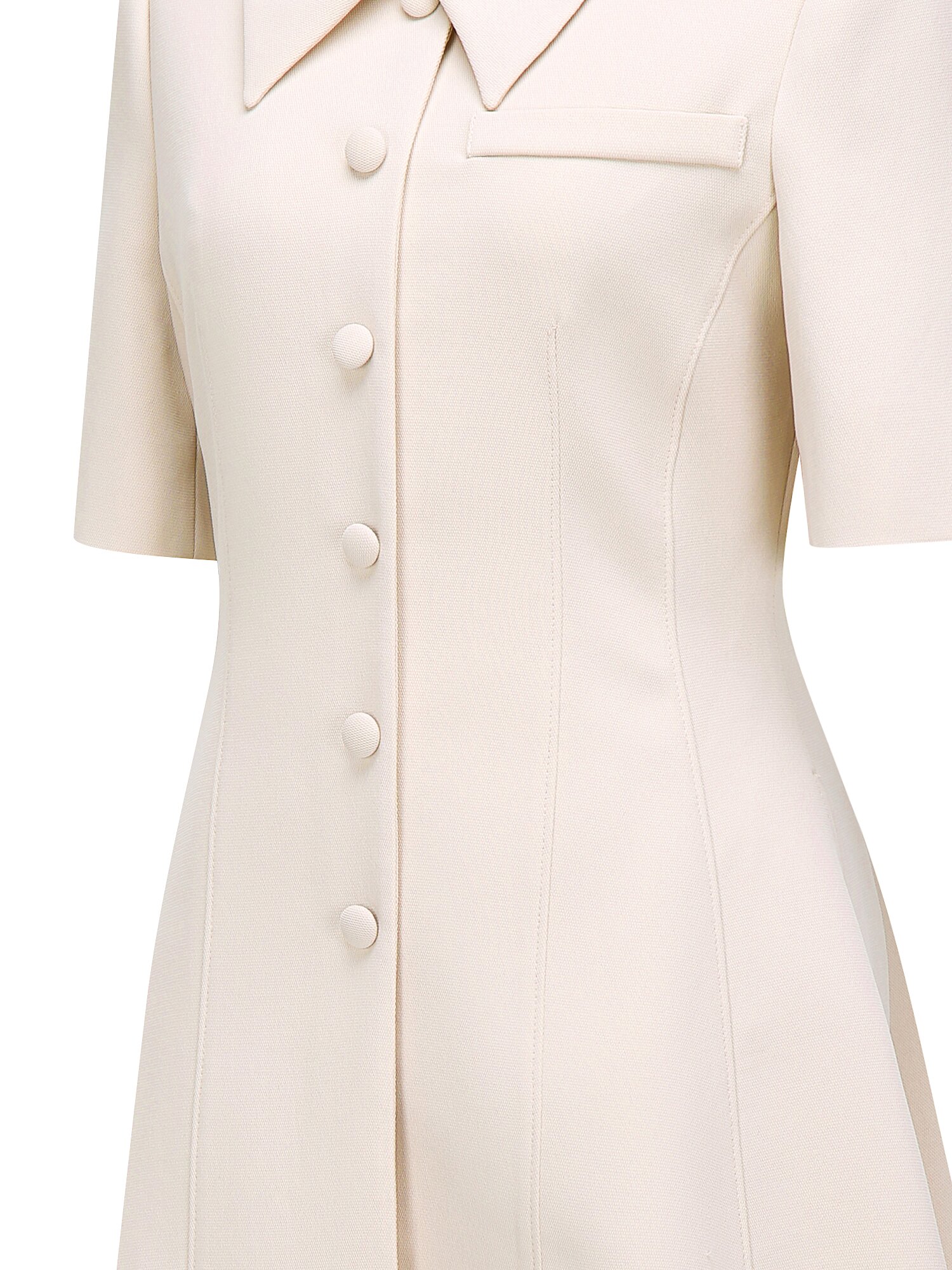 커버드 버튼 칼라 플레어 원피스 (PALE BEIGE)