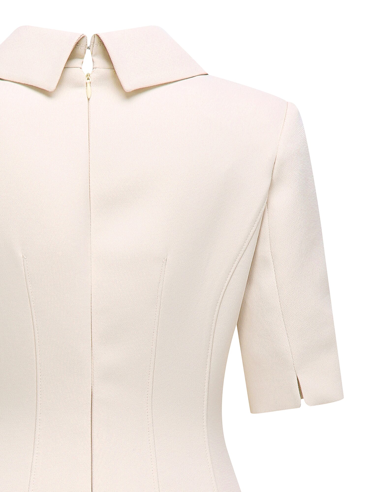 커버드 버튼 칼라 플레어 원피스 (PALE BEIGE)