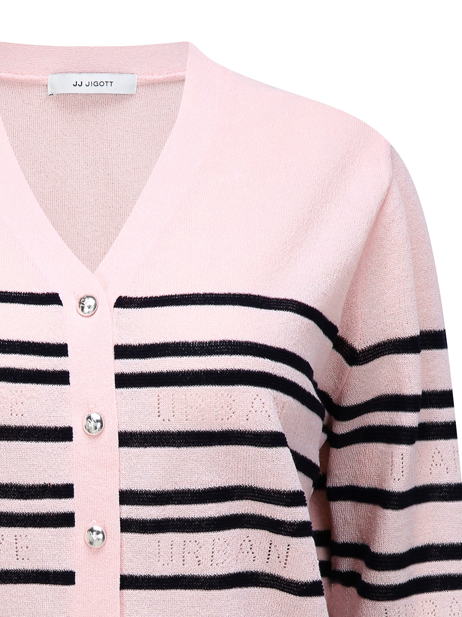 스트라이프 펀칭 브이넥 가디건 (STRIPE PINK)