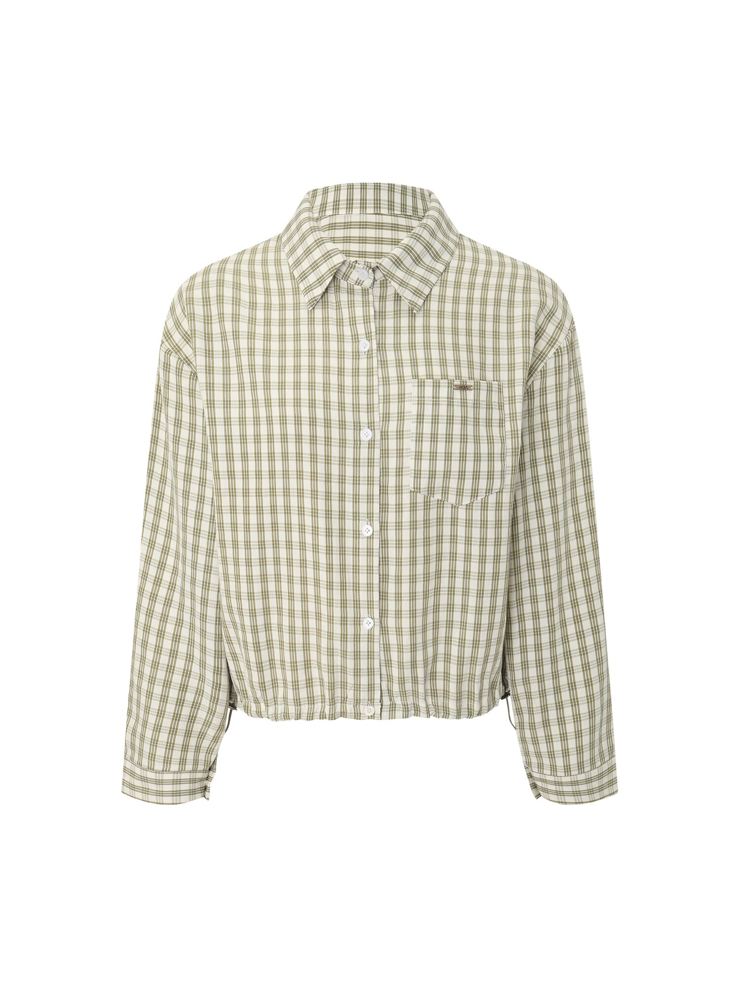 스트링 체크 셔츠 블라우스 (KHAKI)