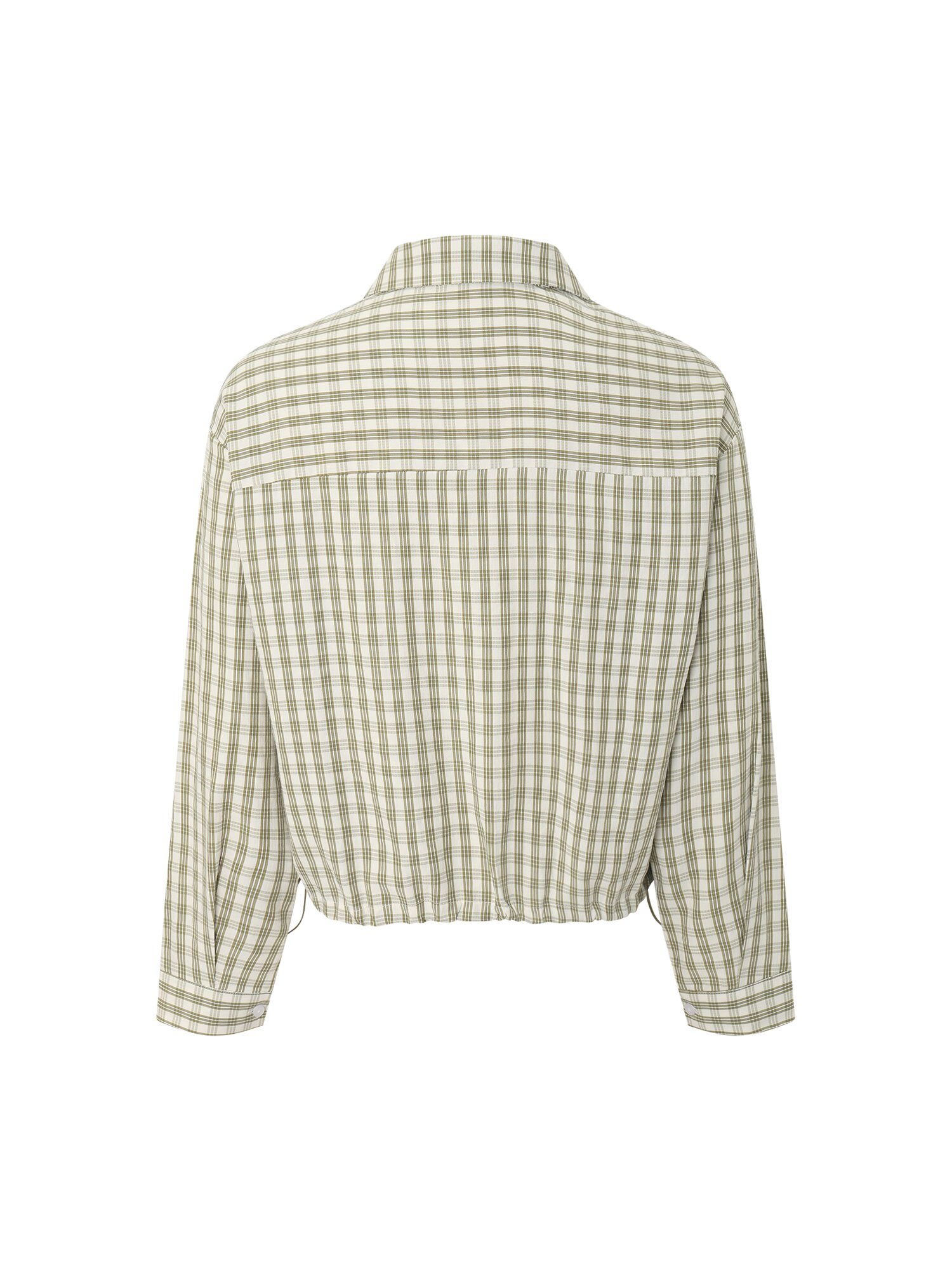 스트링 체크 셔츠 블라우스 (KHAKI)