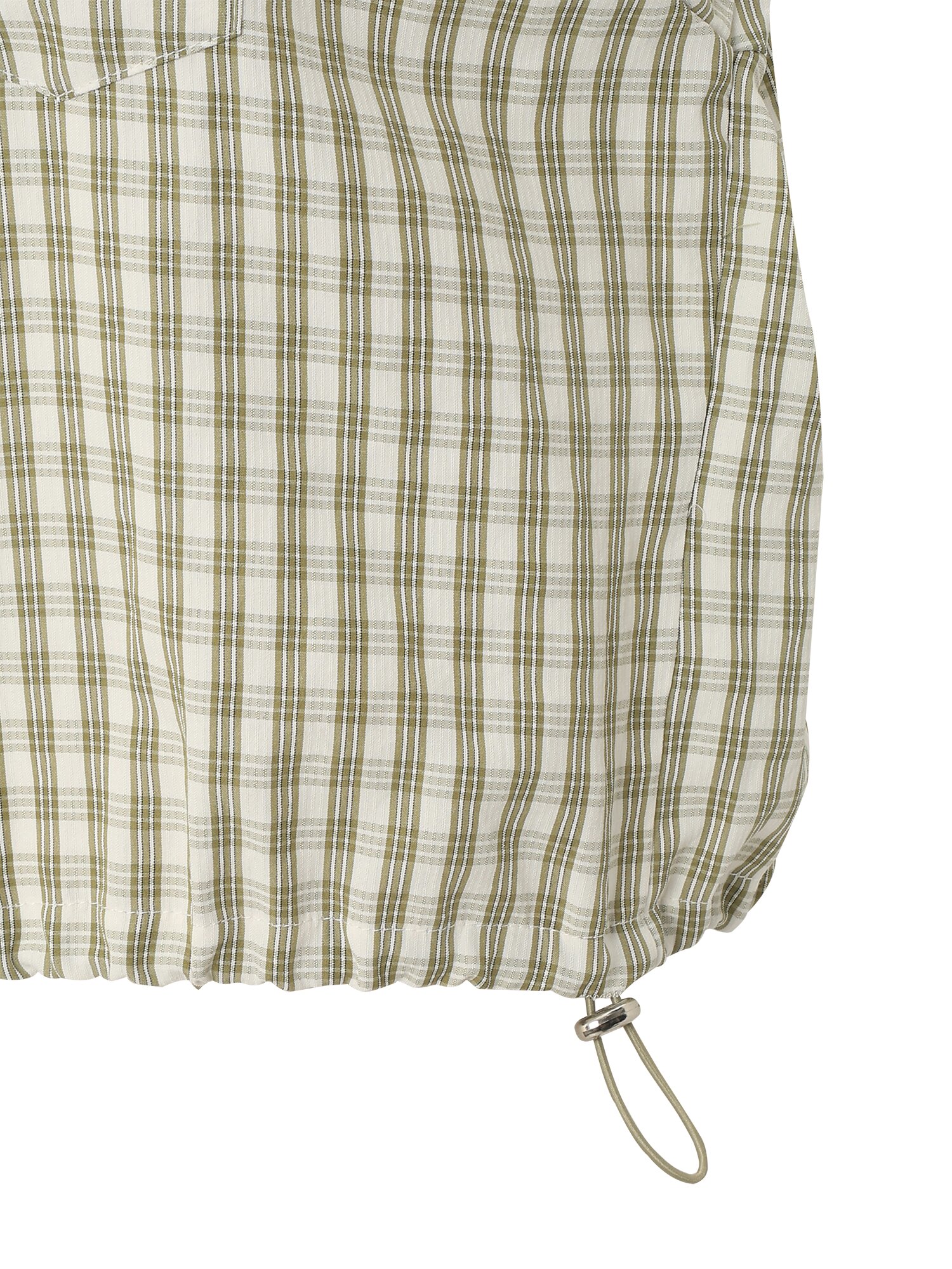 스트링 체크 셔츠 블라우스 (KHAKI)