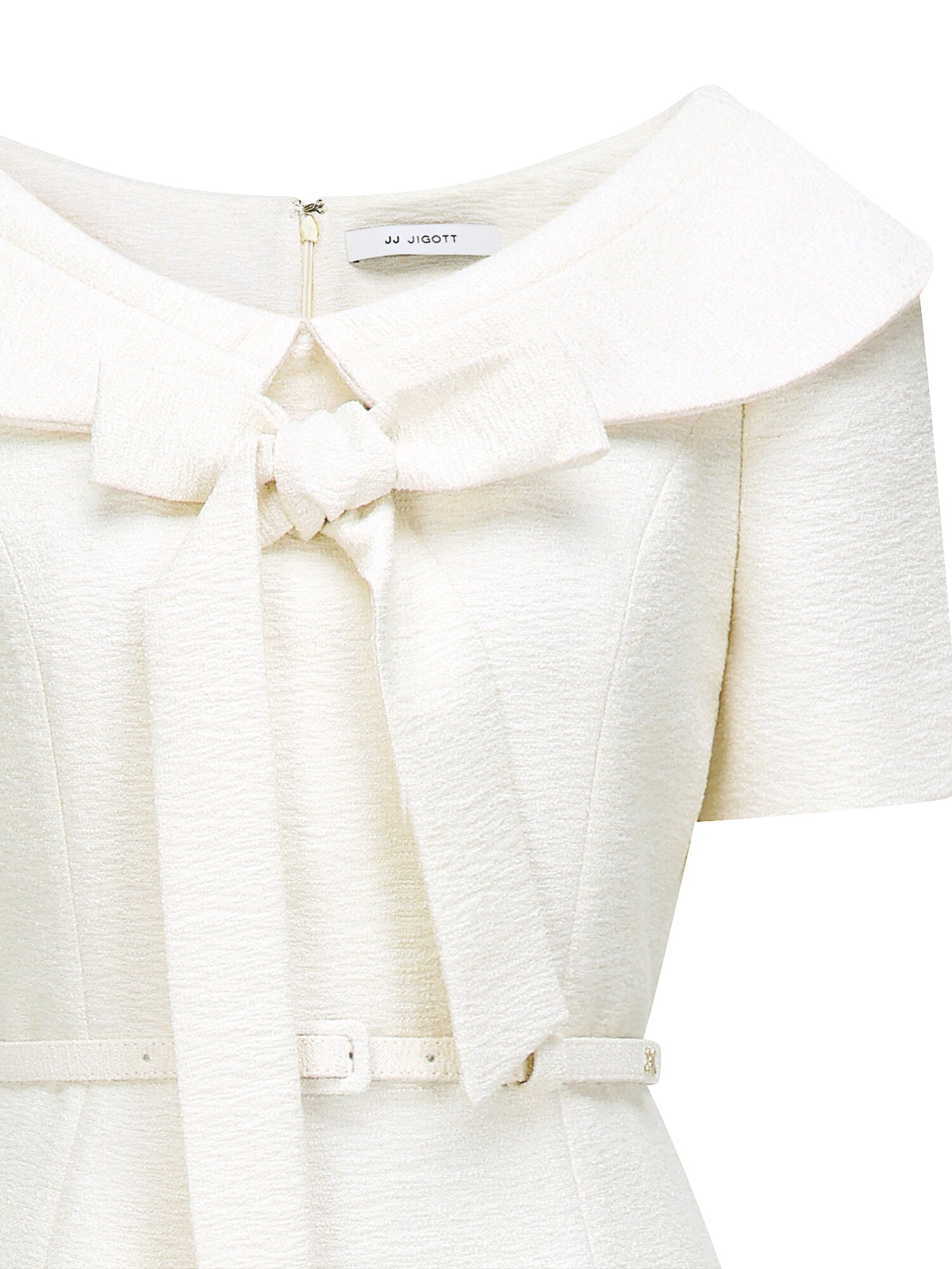 리본 라운드 칼라 플레어 원피스 (LIGHT BEIGE)