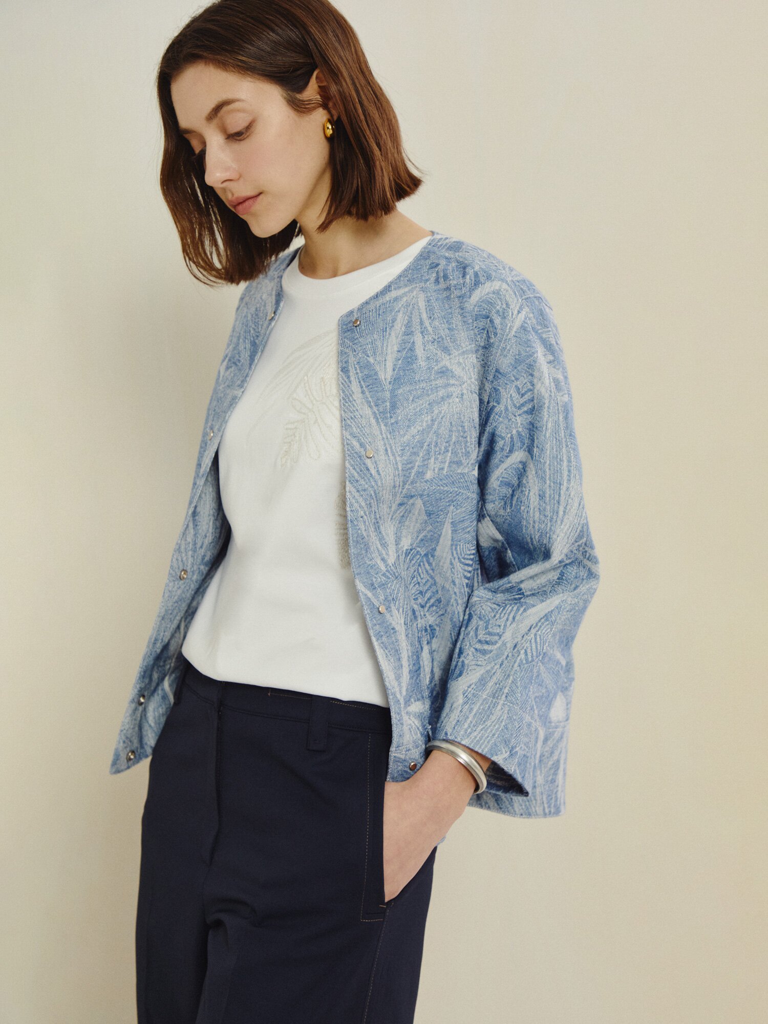 보타니컬 자카드 코튼 재킷 (JAQUARD BLUE)