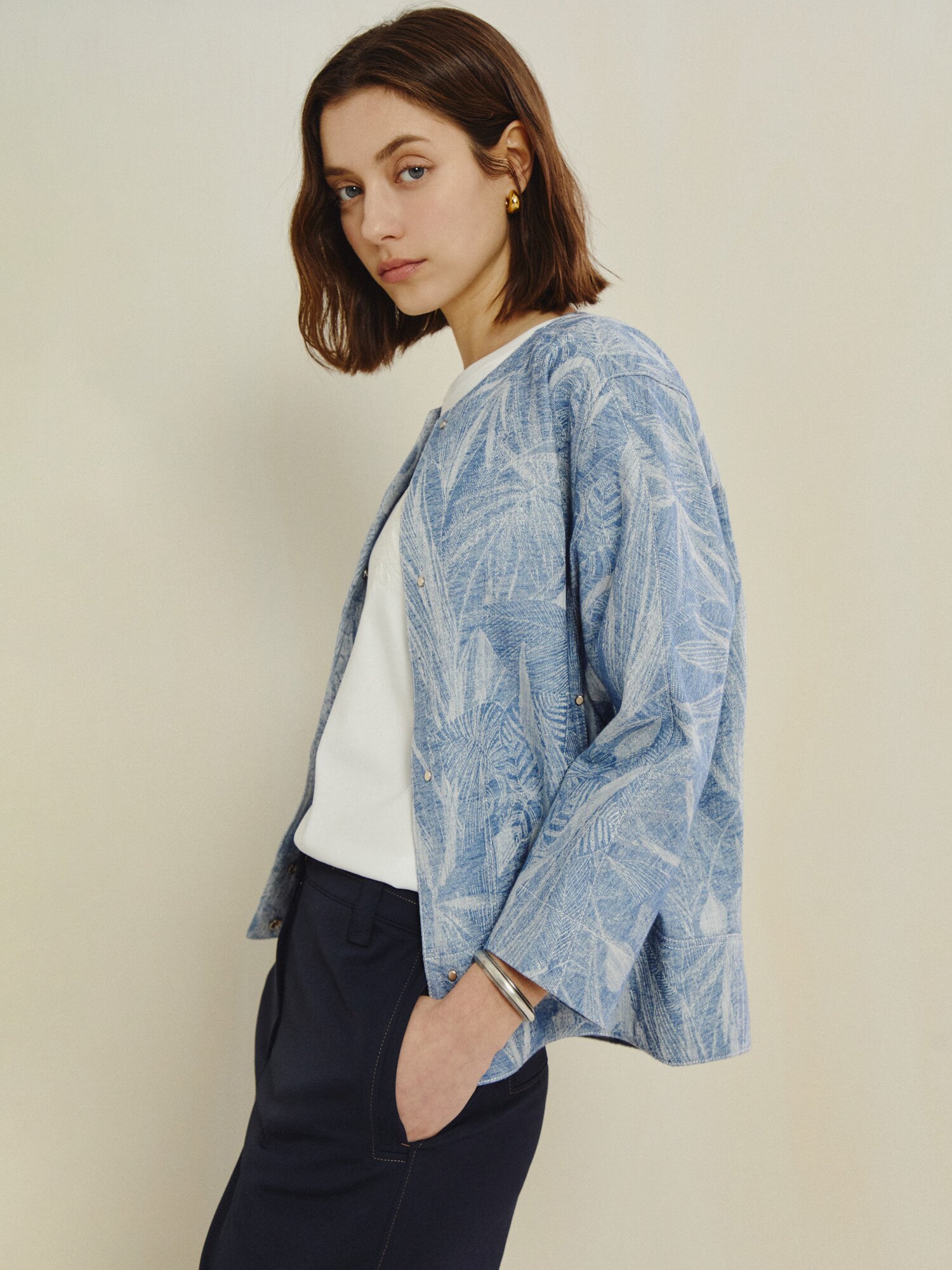 보타니컬 자카드 코튼 재킷 (JAQUARD BLUE)