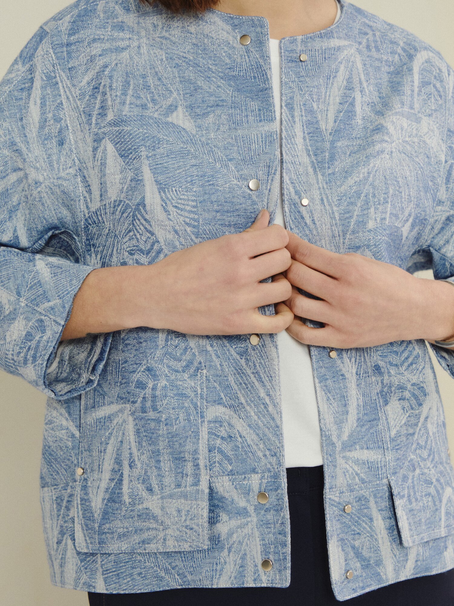 보타니컬 자카드 코튼 재킷 (JAQUARD BLUE)