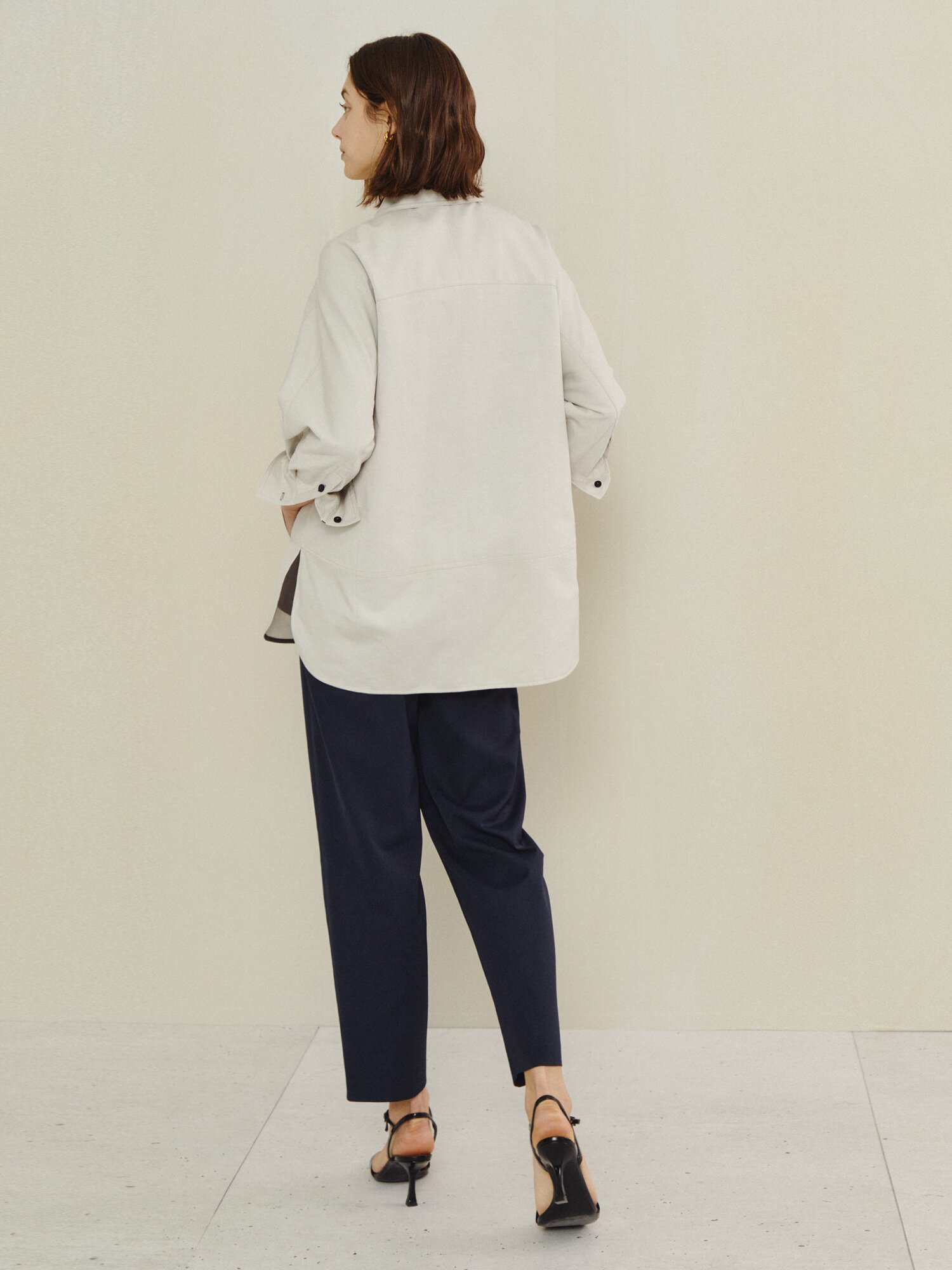 코튼 블렌드 하프 플래킷 재킷 (TAUPE GREY)