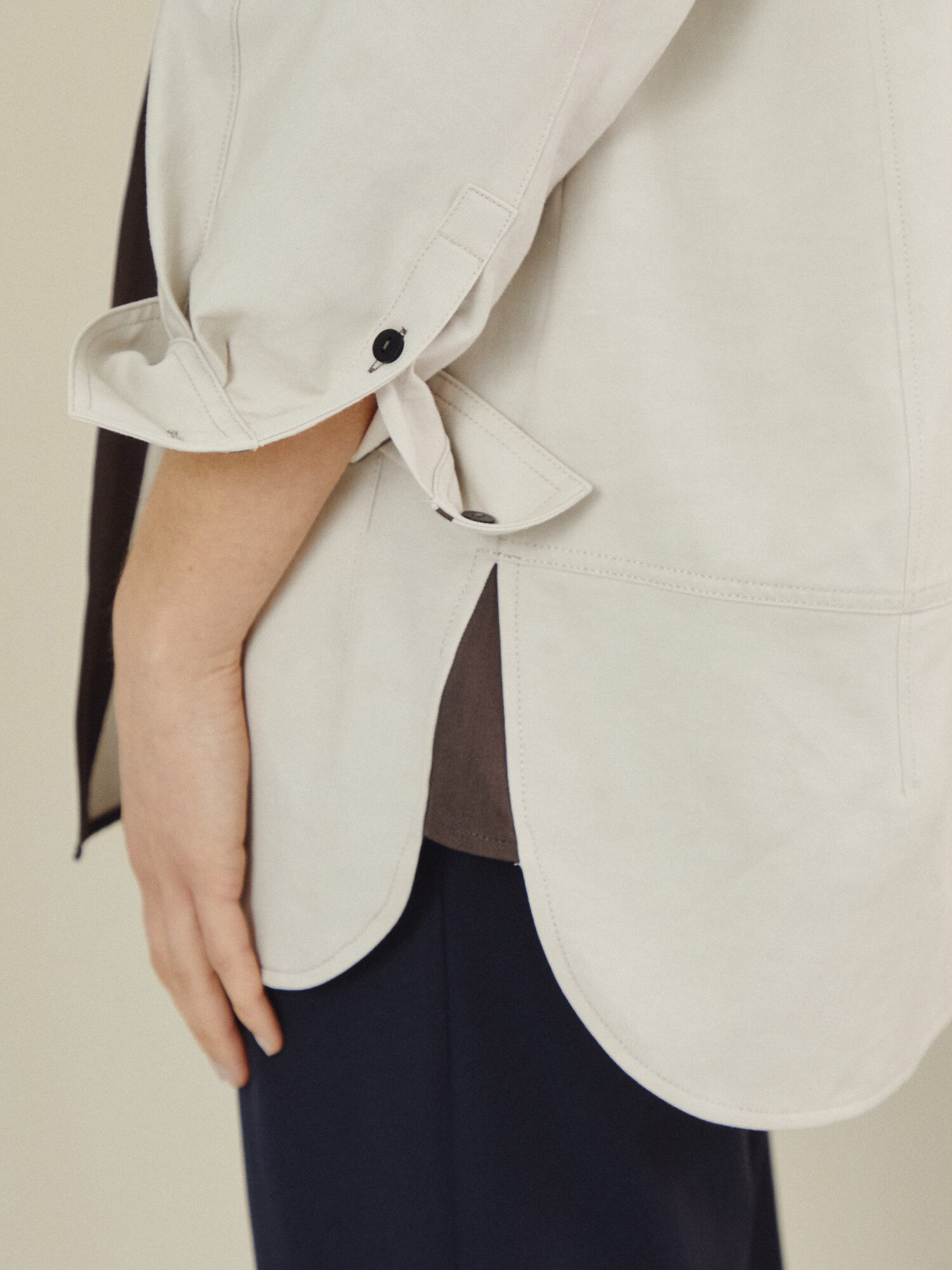 코튼 블렌드 하프 플래킷 재킷 (TAUPE GREY)