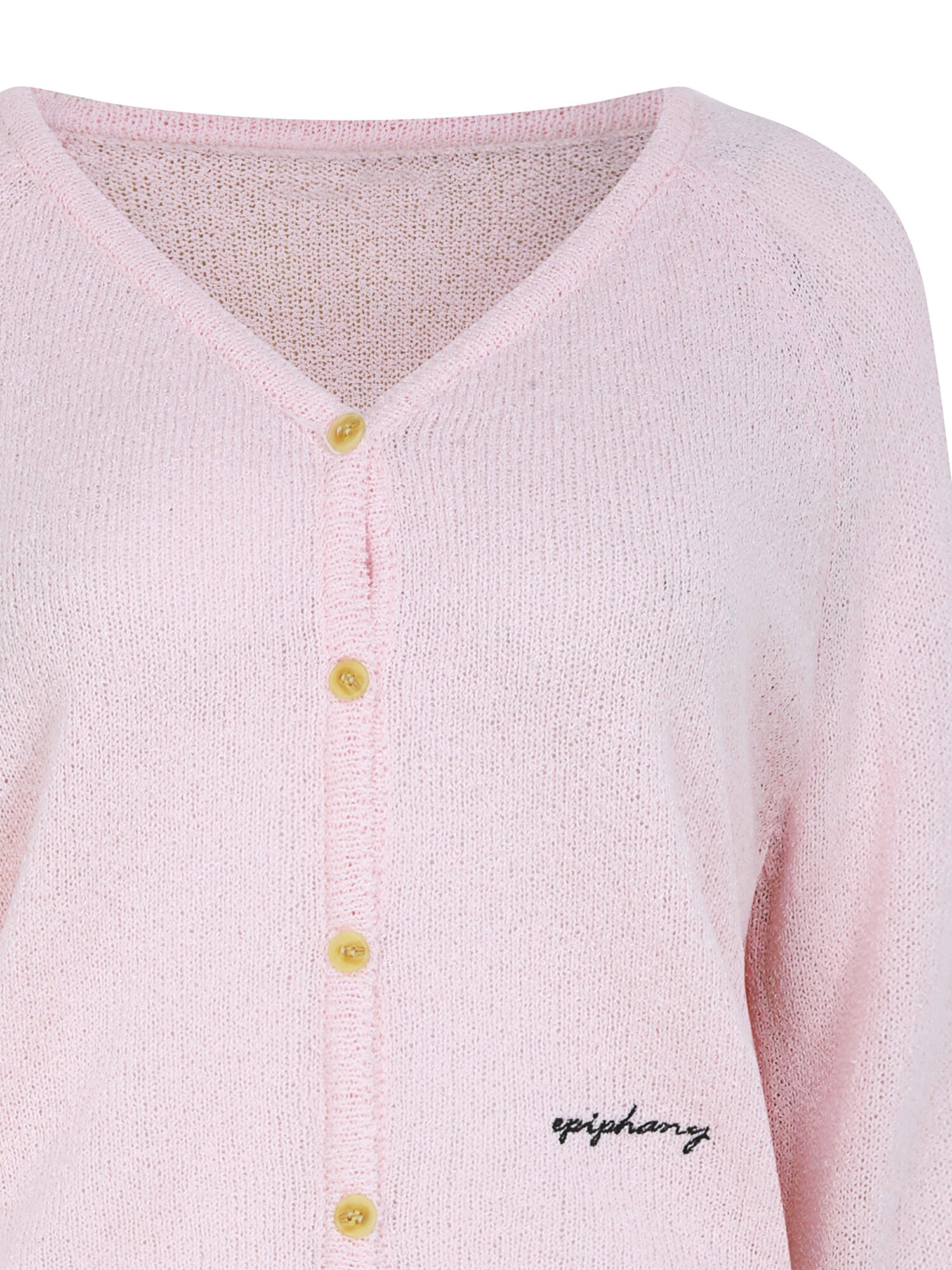 부클 레터링 자수 브이넥 가디건 (PINK)