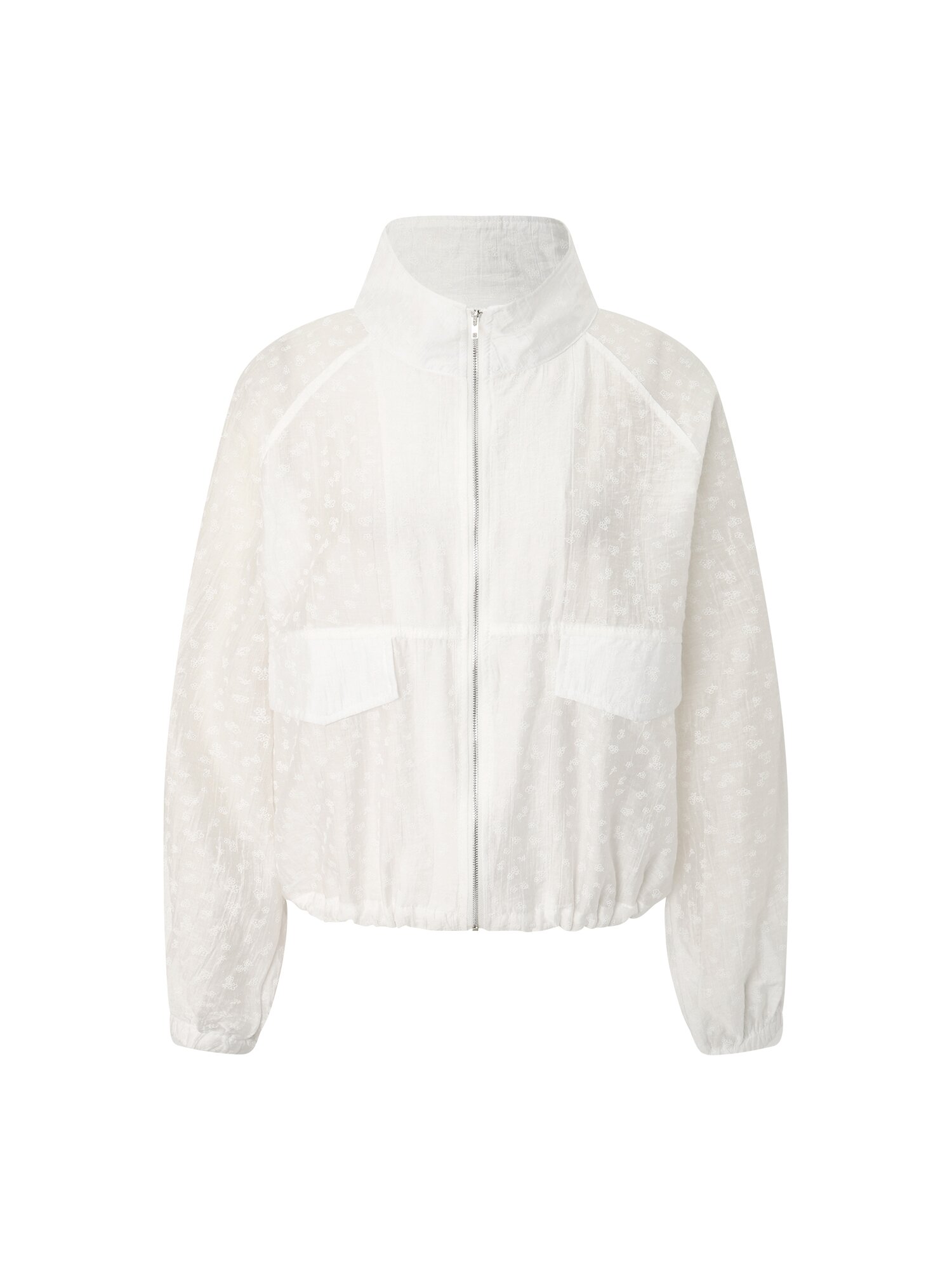 플라워 패턴 하이넥 점퍼 (WHITE)