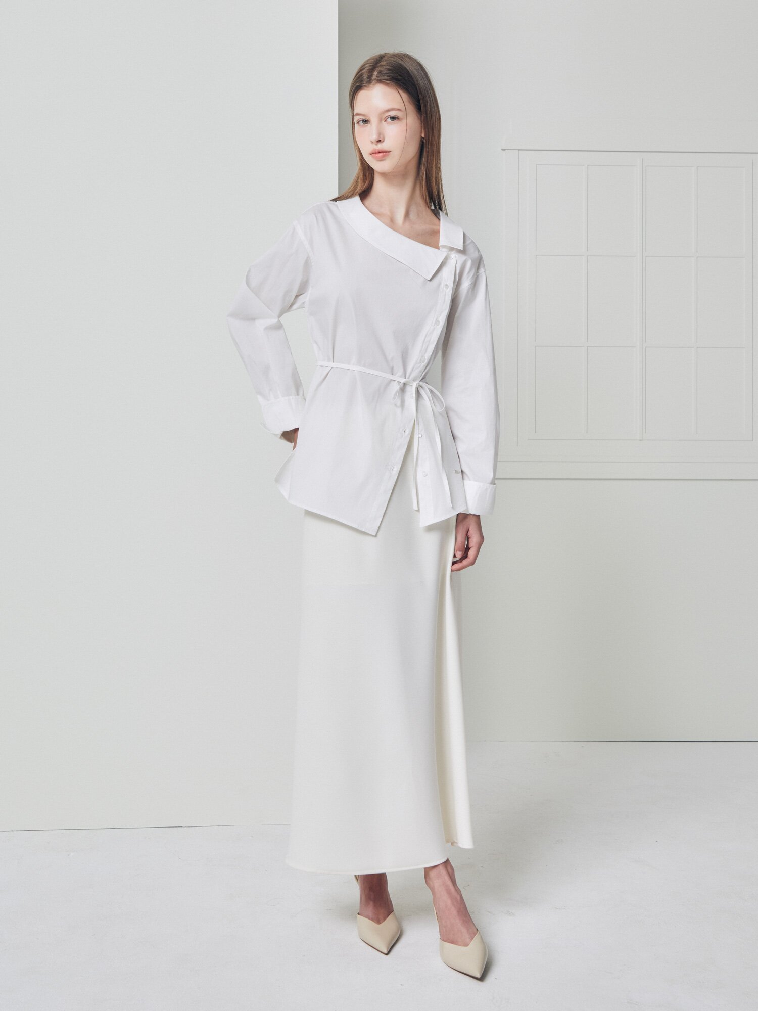 드로우스트링 A라인 스커트 (IVORY)