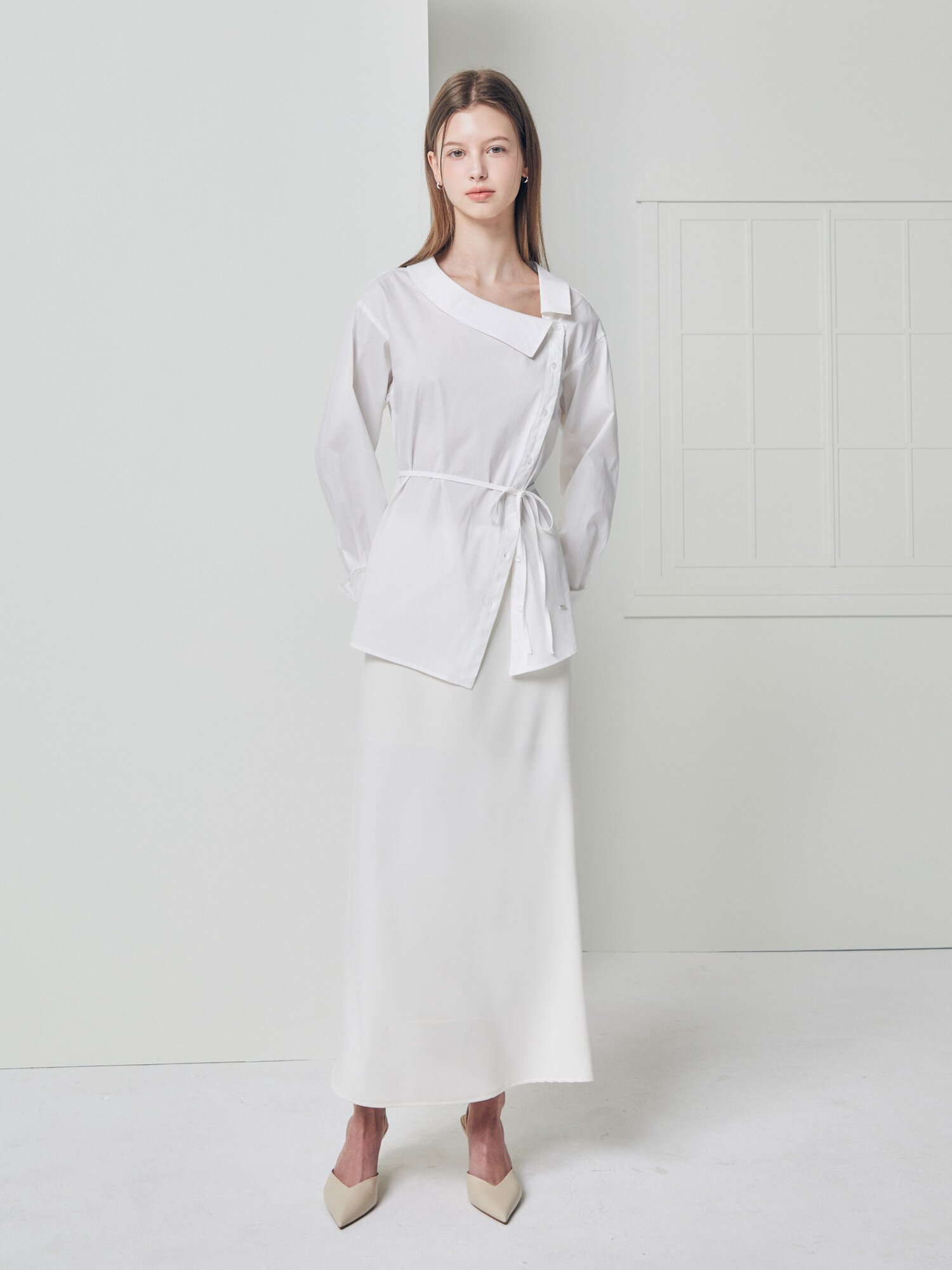 드로우스트링 A라인 스커트 (IVORY)