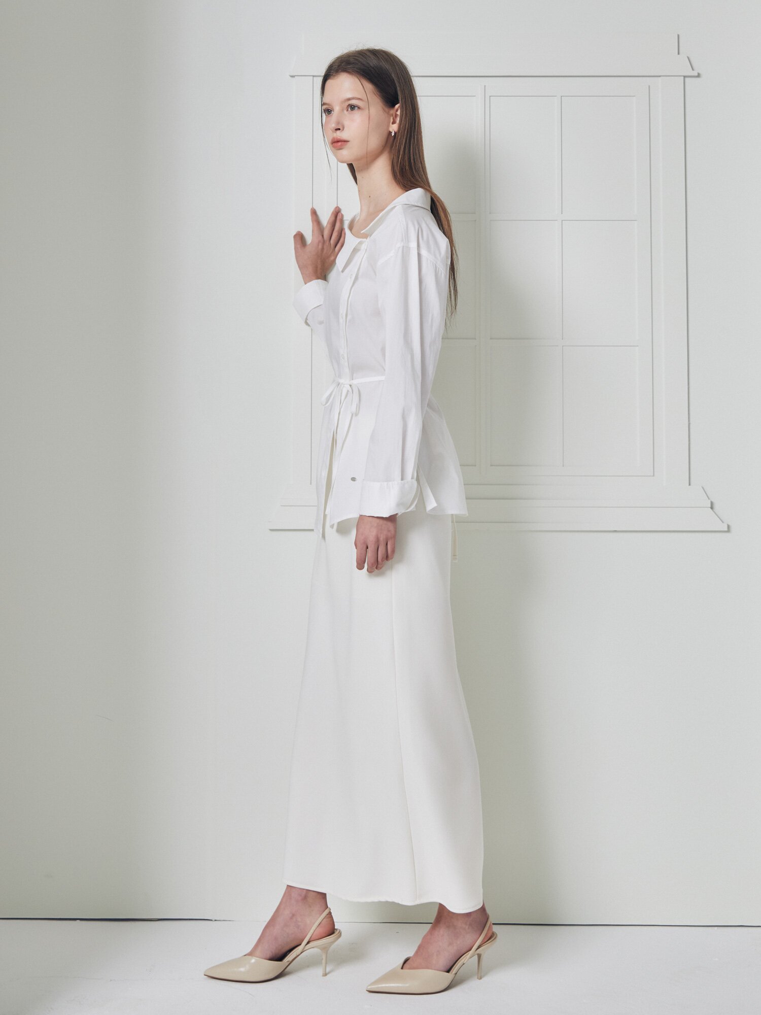 드로우스트링 A라인 스커트 (IVORY)