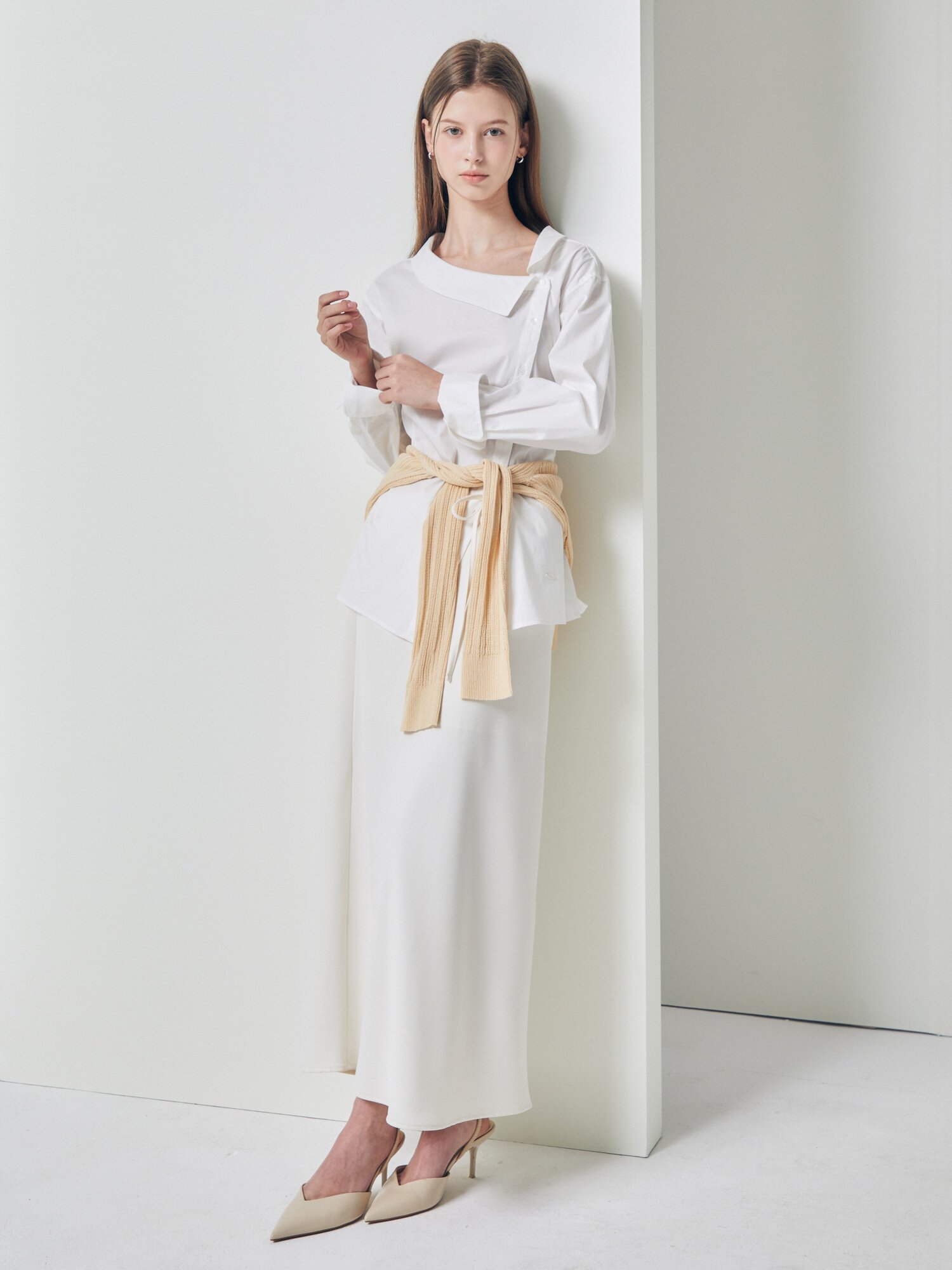 드로우스트링 A라인 스커트 (IVORY)