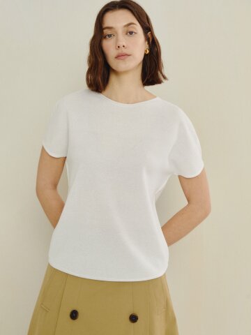 내추럴 숏 슬리브 니트 풀오버 (IVORY)