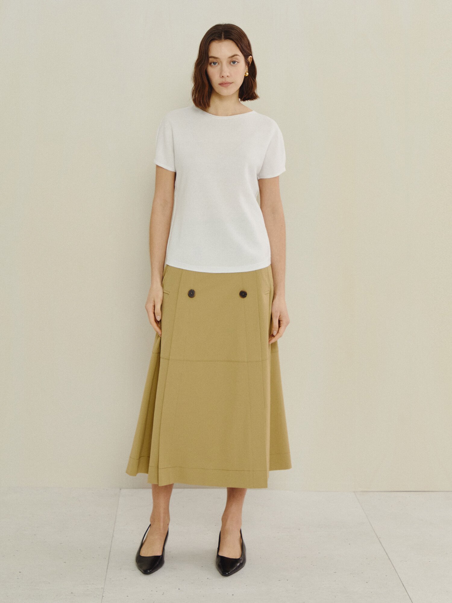 내추럴 숏 슬리브 니트 풀오버 (IVORY)