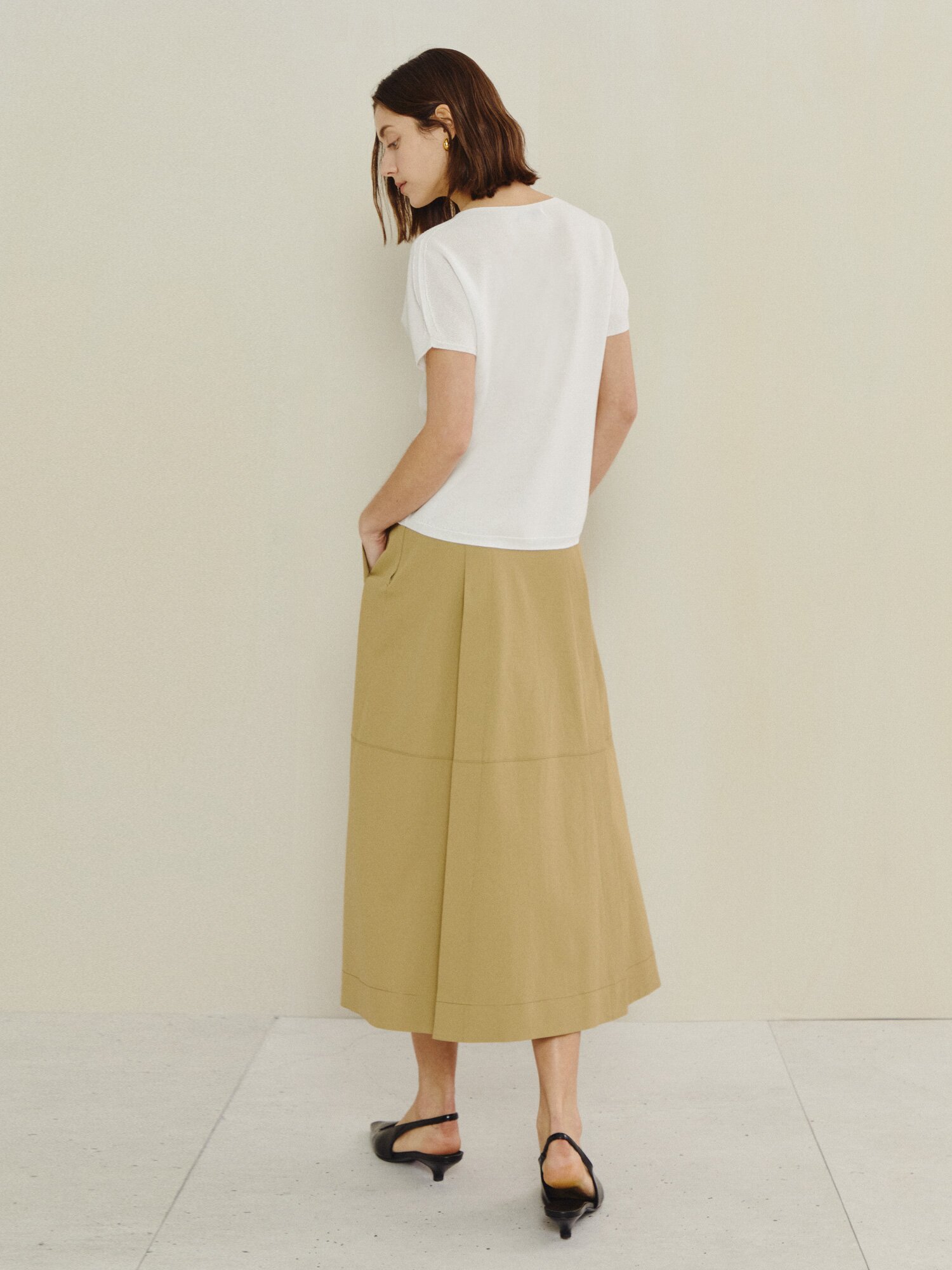 내추럴 숏 슬리브 니트 풀오버 (IVORY)