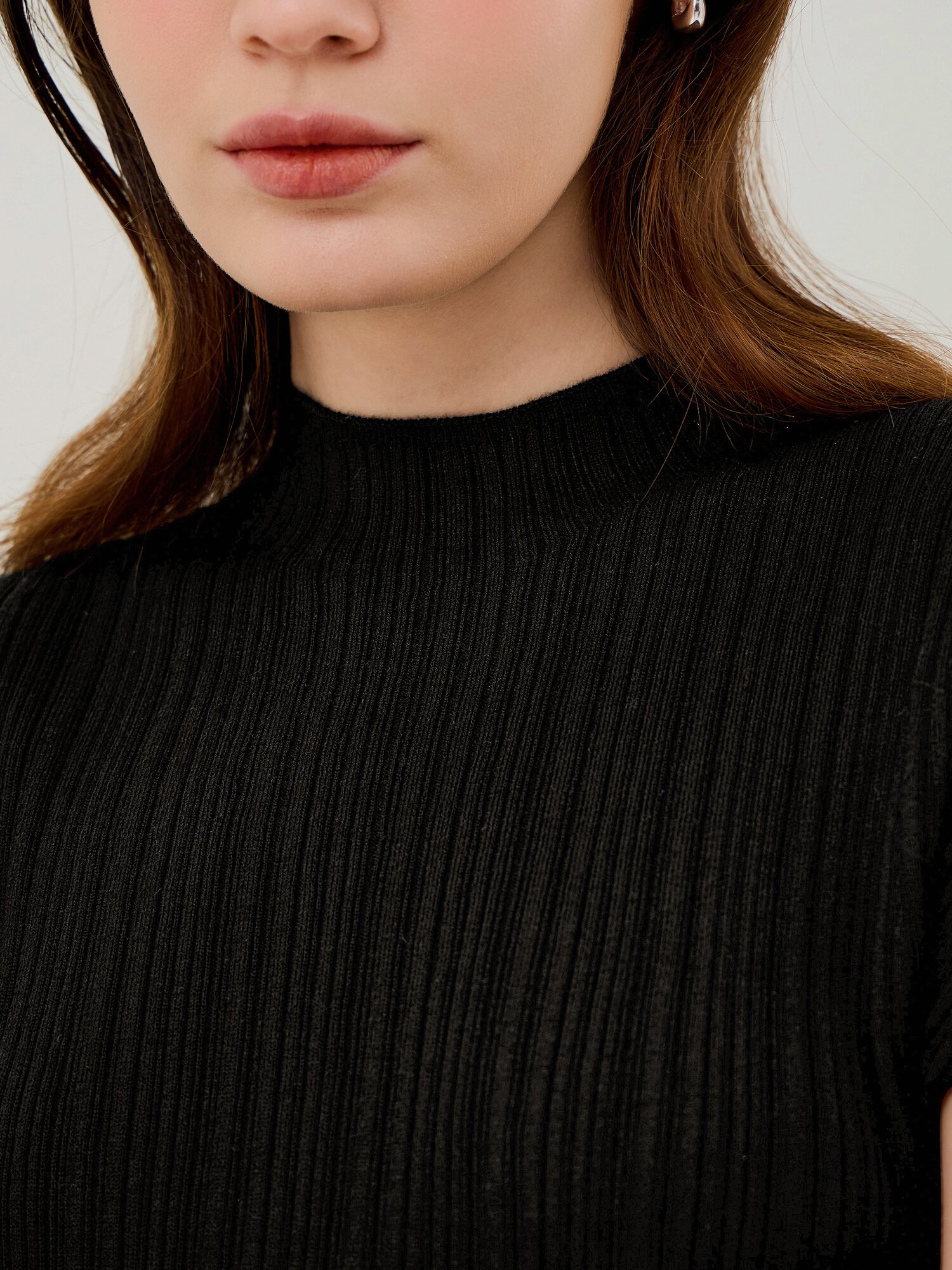 골지 돌먼 하프넥 풀오버 니트 (BLACK)