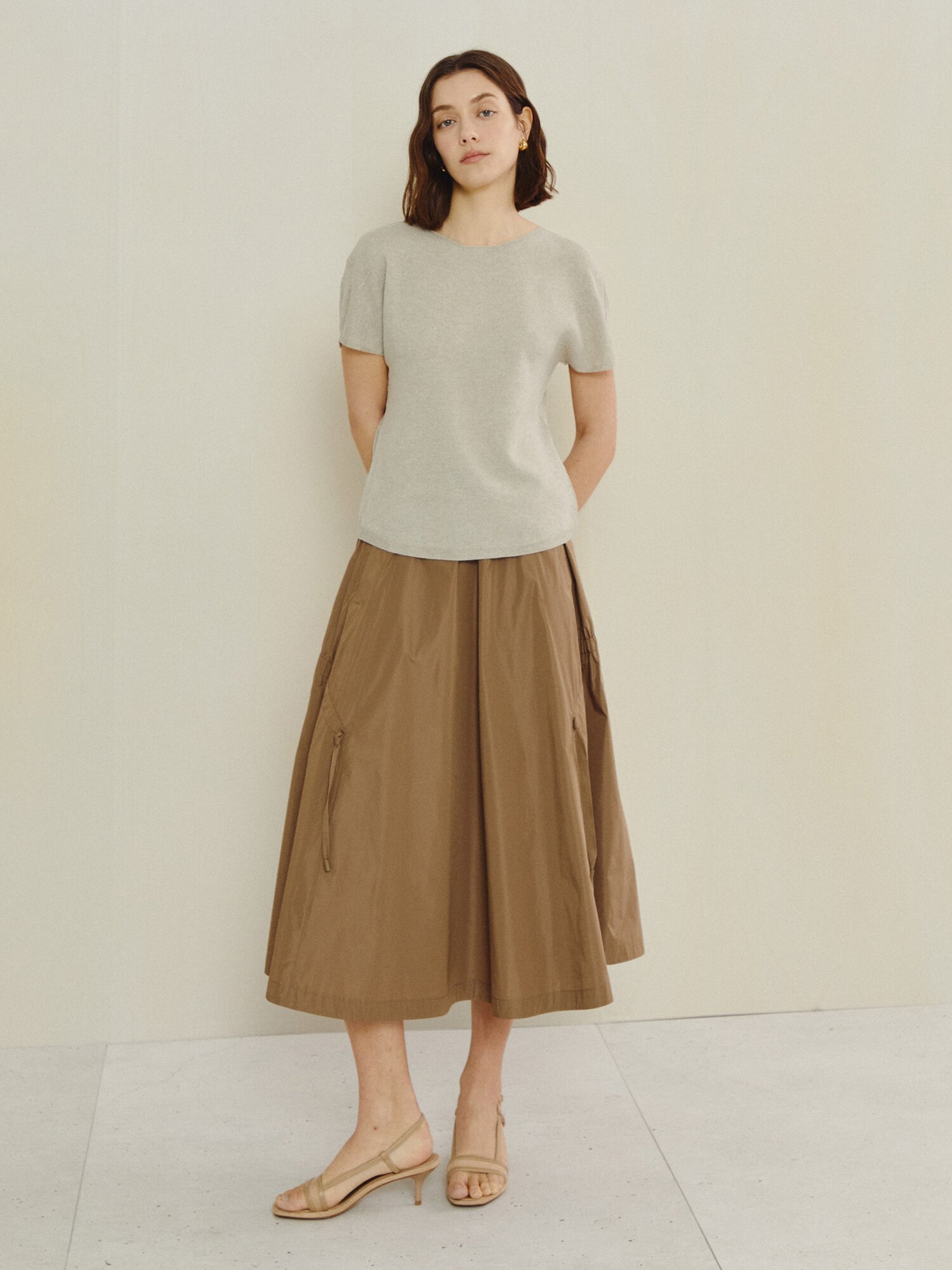 내추럴 숏 슬리브 니트 풀오버 (LIGHT BEIGE)