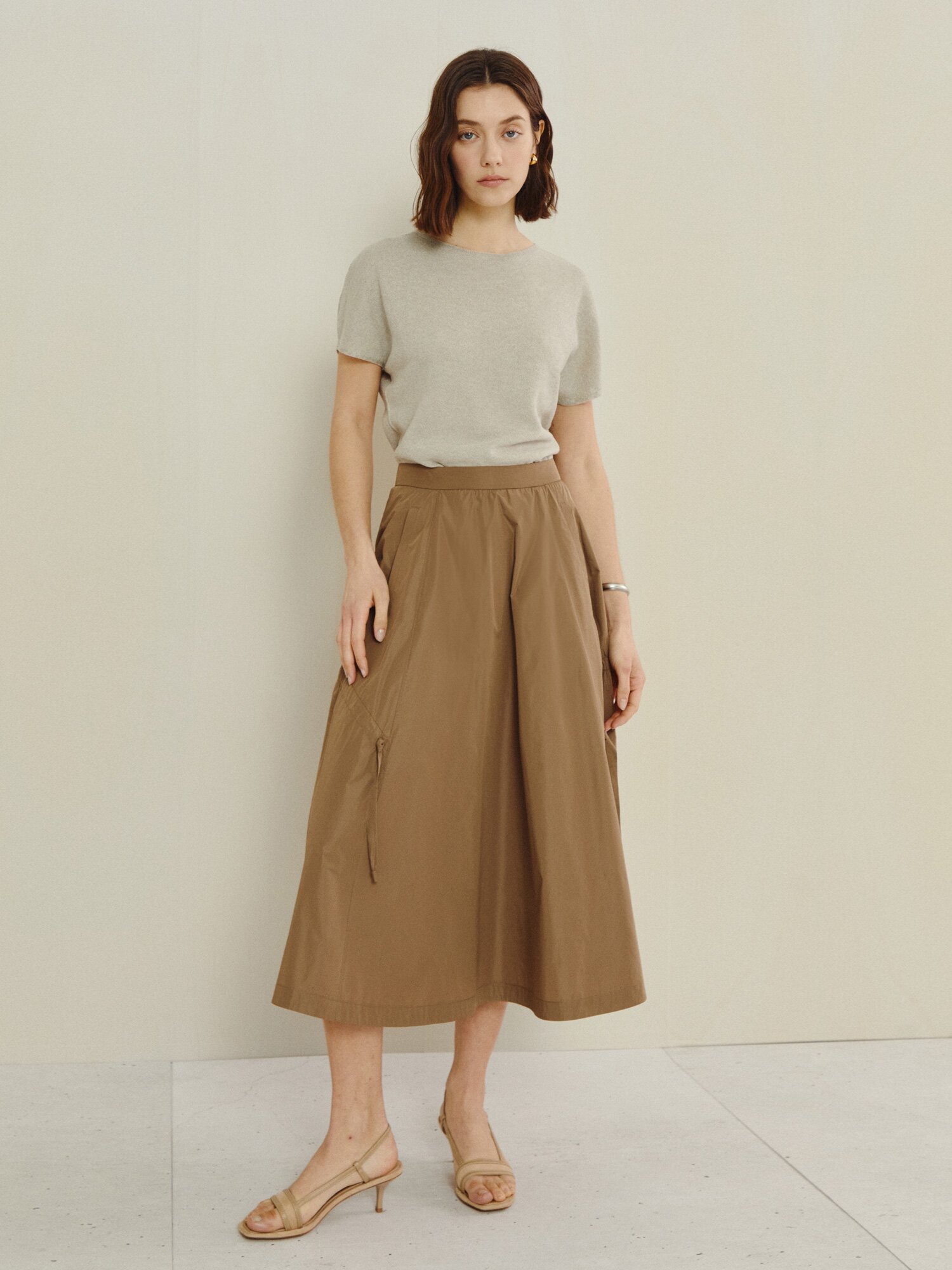 내추럴 숏 슬리브 니트 풀오버 (LIGHT BEIGE)