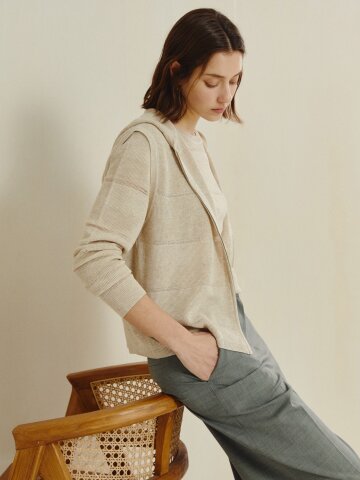 포인텔 리브 니트 집업 베스트 