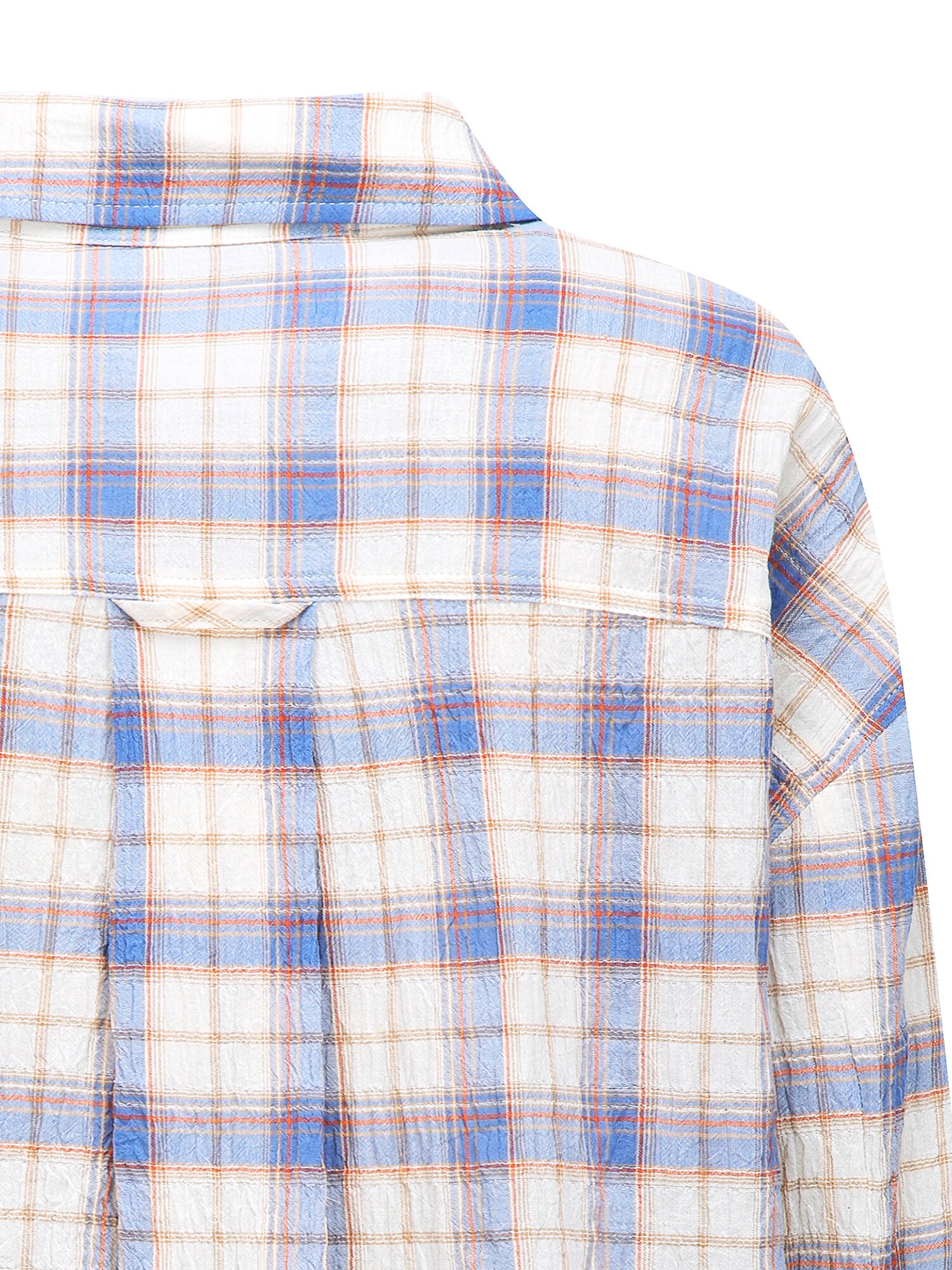 루즈핏 링클 체크 포켓 블라우스 (CHECK BLUE)