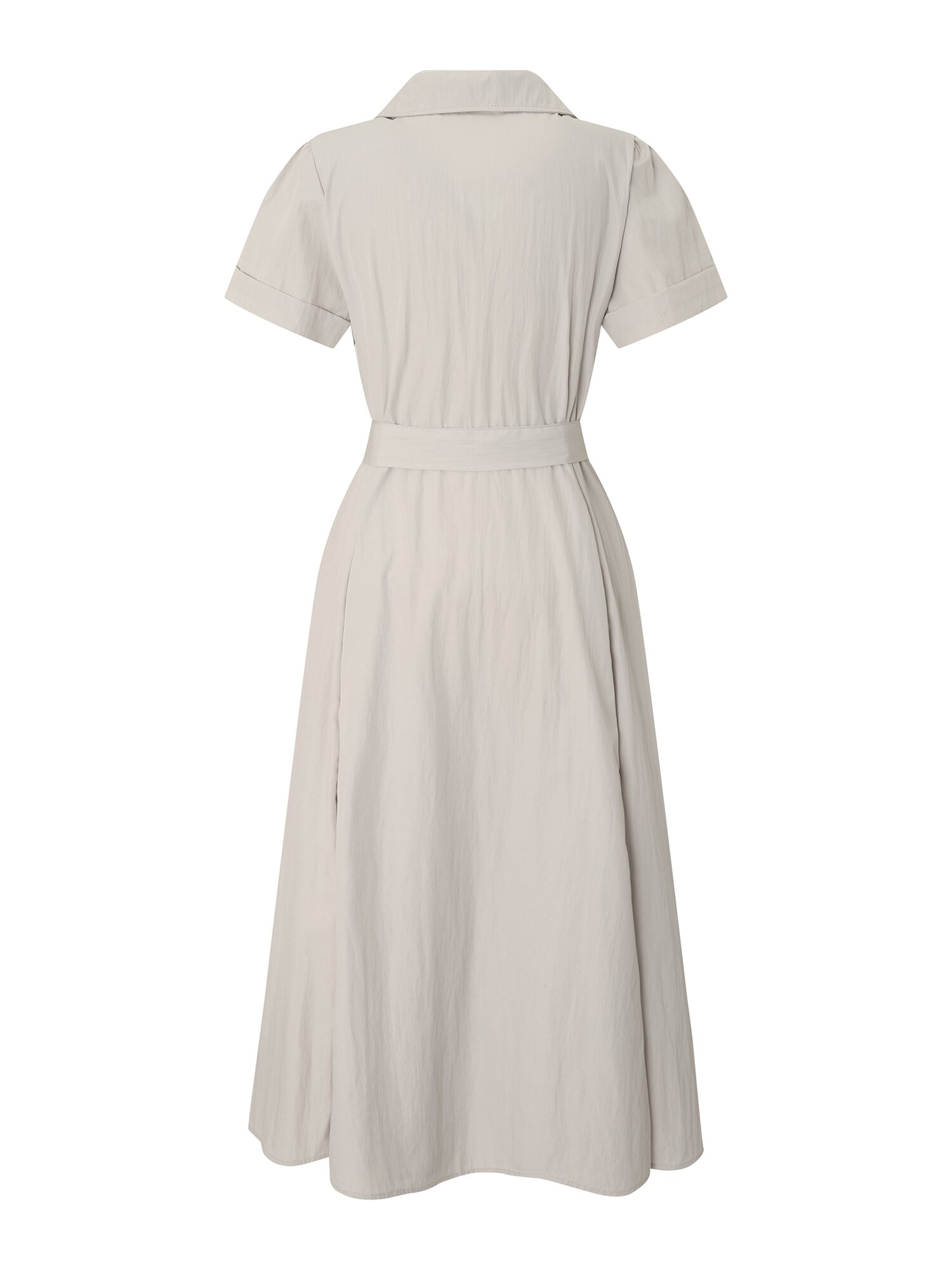 오픈칼라 벨티드 롱 원피스 (BEIGE)