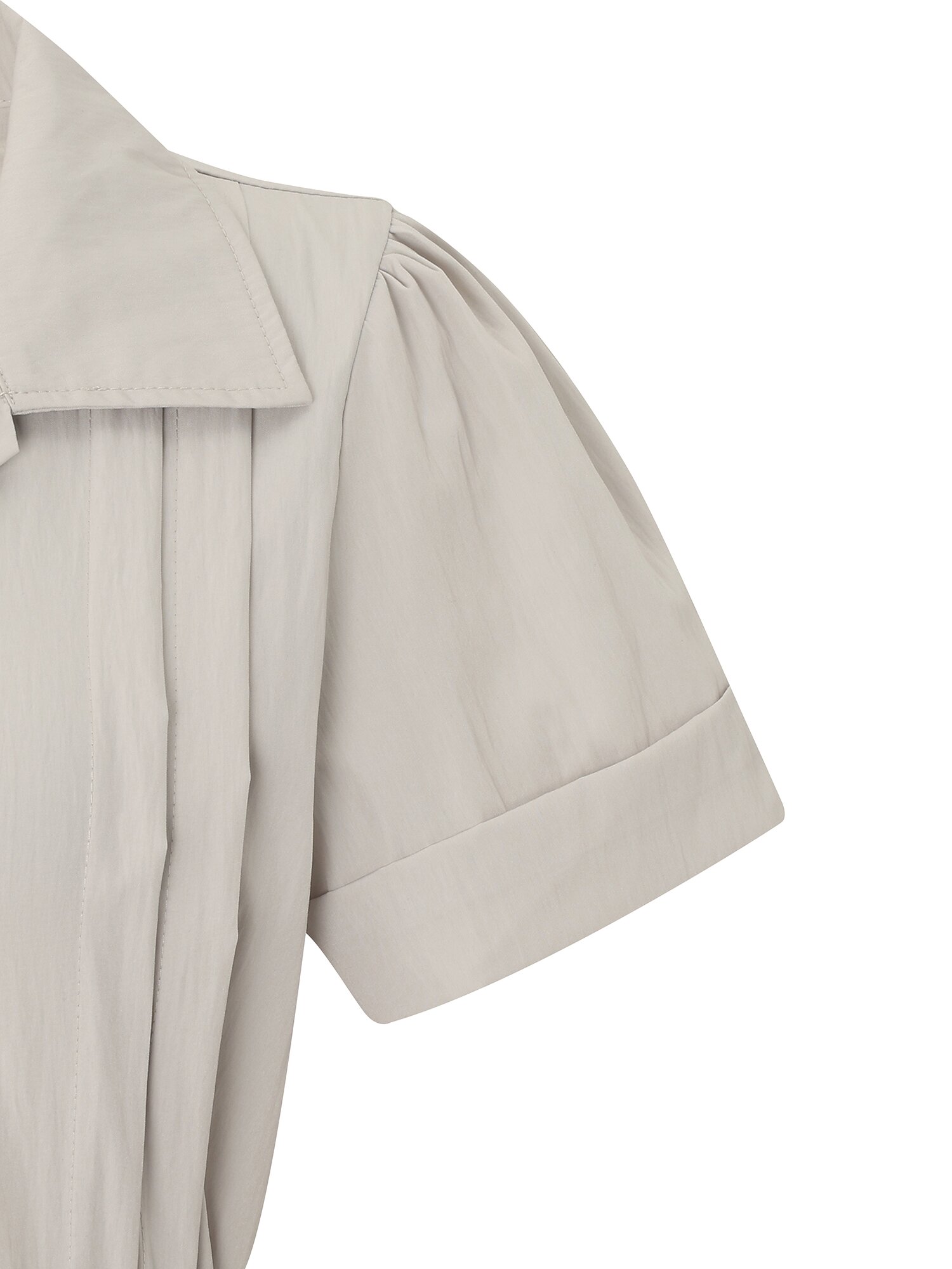 오픈칼라 벨티드 롱 원피스 (BEIGE)