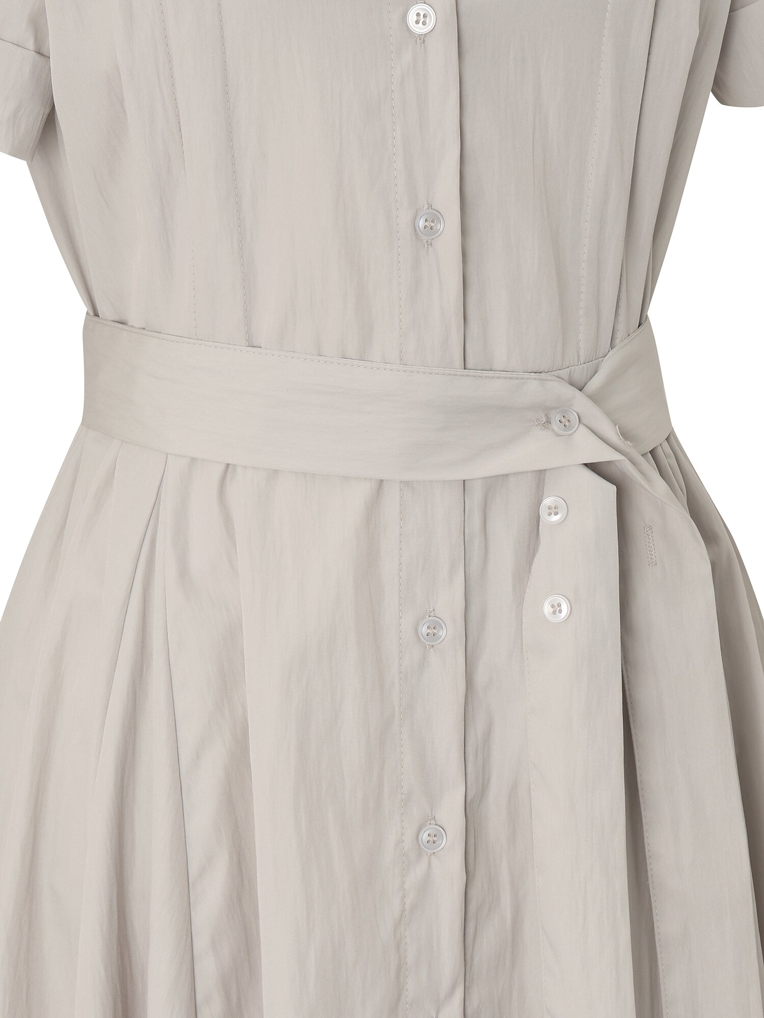 오픈칼라 벨티드 롱 원피스 (BEIGE)