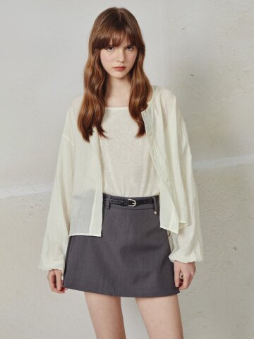 크롭 라운드넥 블라우스 