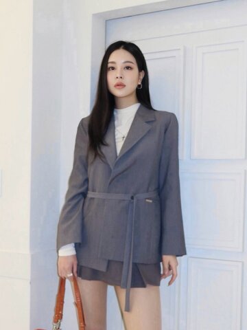 르제로 아리아 벨티드 자켓 / 그레이
