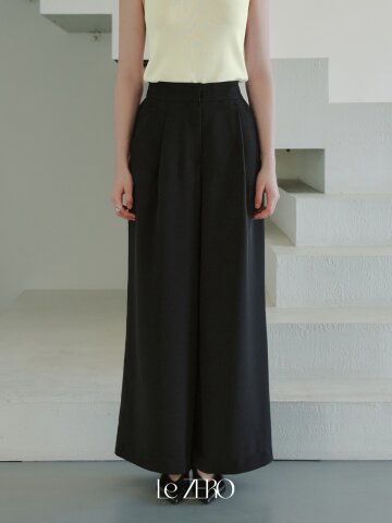 르제로 와이드 핀턱 슬랙스 / 블랙
