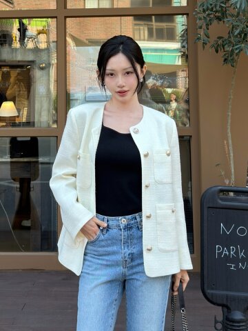 르제로 클래식 트위드 자켓 / 아이보리
