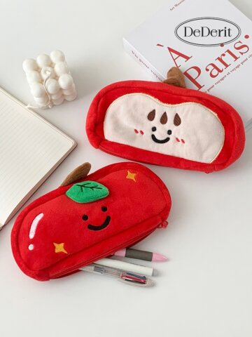 데데리트 귀여운 과일 빨간 사과 인형 필통 필기구 문구 펜케이스 파우치 문구용품 학용품 학교 친구 조카 신학기 새학기 입학 졸업 생일 선물