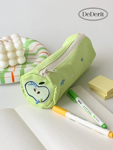 데데리트 귀여운 과일 사과 그린 애플 원형 필통 필기구 문구 펜케이스 화장품 파우치 문구용품 학용품 학교 친구 조카 신학기 새학기 입학 졸업 생일 선물