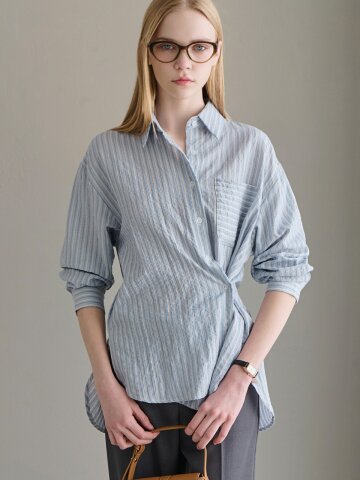 세린 언발 버튼 스트라이프 셔츠_2 Colors