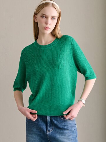 시어 라운드 반팔 니트_4 Colors