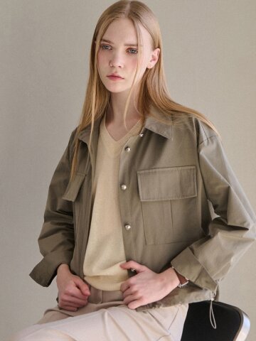 로아 포켓 크롭 자켓 - 카키