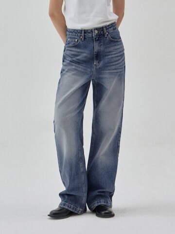 DENIM WASHING LOOSE FIT PANTS INDIGO R6