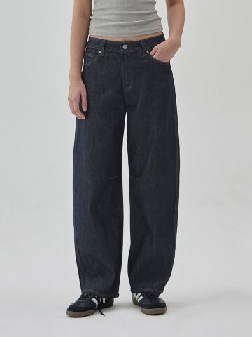 DENIM KNEE DART CURVED PANTS DEEP INDIGO R6